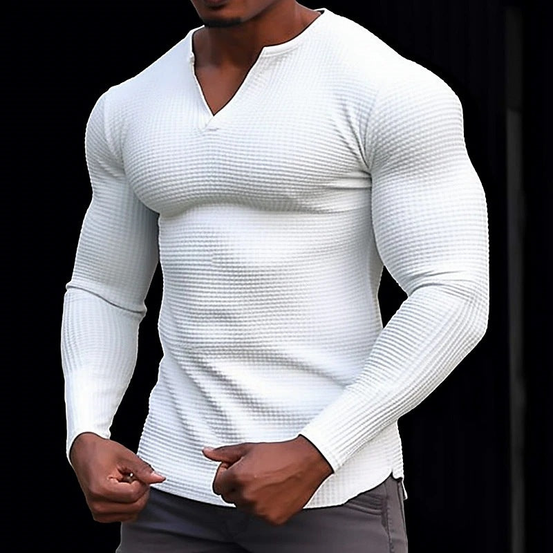 Herren T-Shirt Langarm Modern mit V-Ausschnitt Trendy - BerlinGlamour