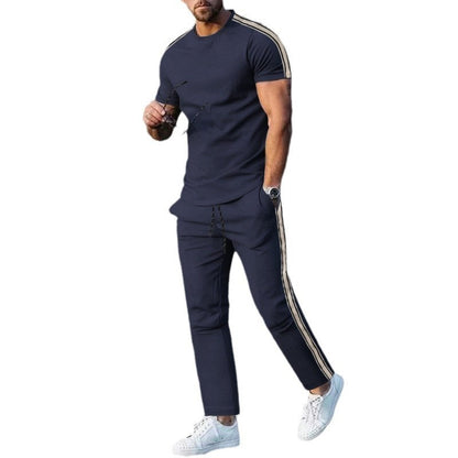 Herren Sportanzug Jogginghose Set mit Seitennähten modern