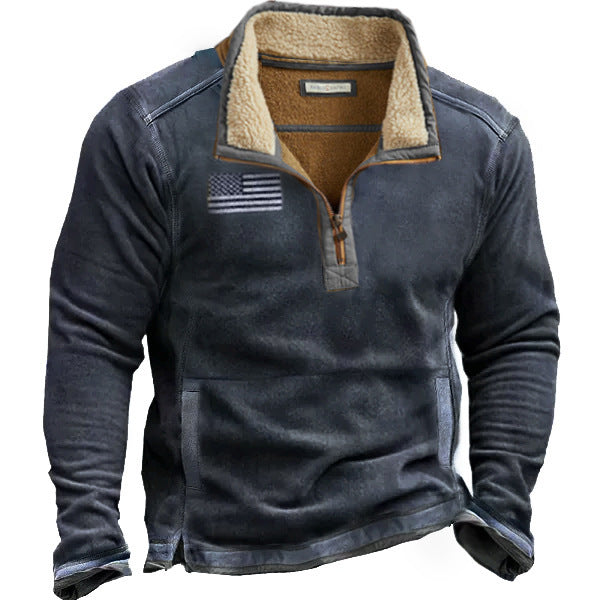 Herren Fleecejacke Warm mit Reißverschluss und hohem Kragen - BerlinGlamour