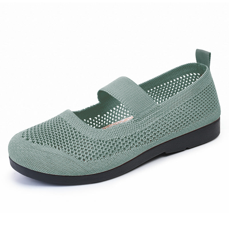 Damen Ballerinas atmungsaktiv Strick elastisch