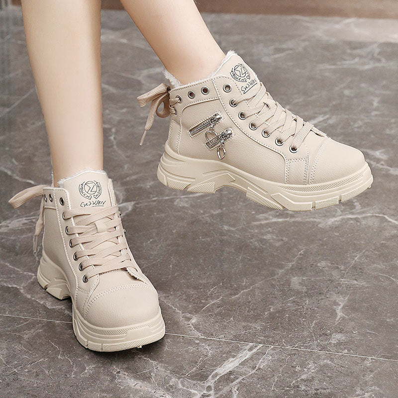 Damen Sneaker High-Top Fleece-Innenleben Reißverschluss