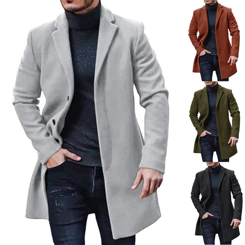 Herren Langmantel Modern Eleganter Mantel mit Taschen - BerlinGlamour