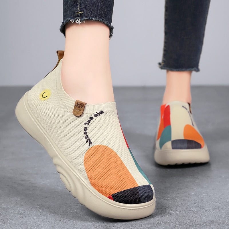 Damen Sneaker Bequem Slip-On mit Farbakzenten Trendy