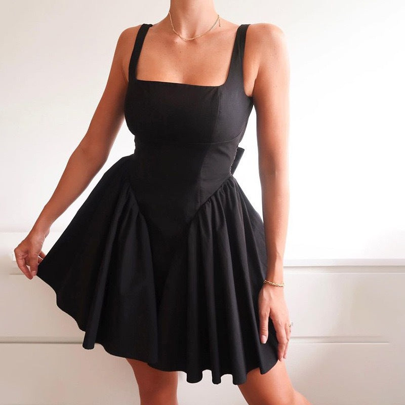 Kurzes Damen Minikleid A-Linie Rundhals Ausgefallen