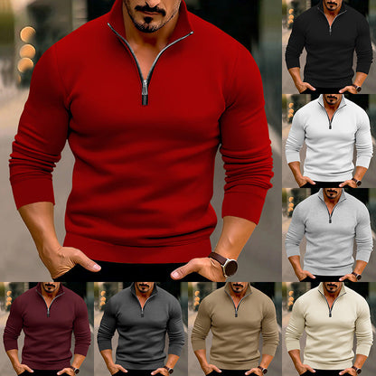 Herren Strickpullover Bequem Halbzipp Reißverschluss Modern
