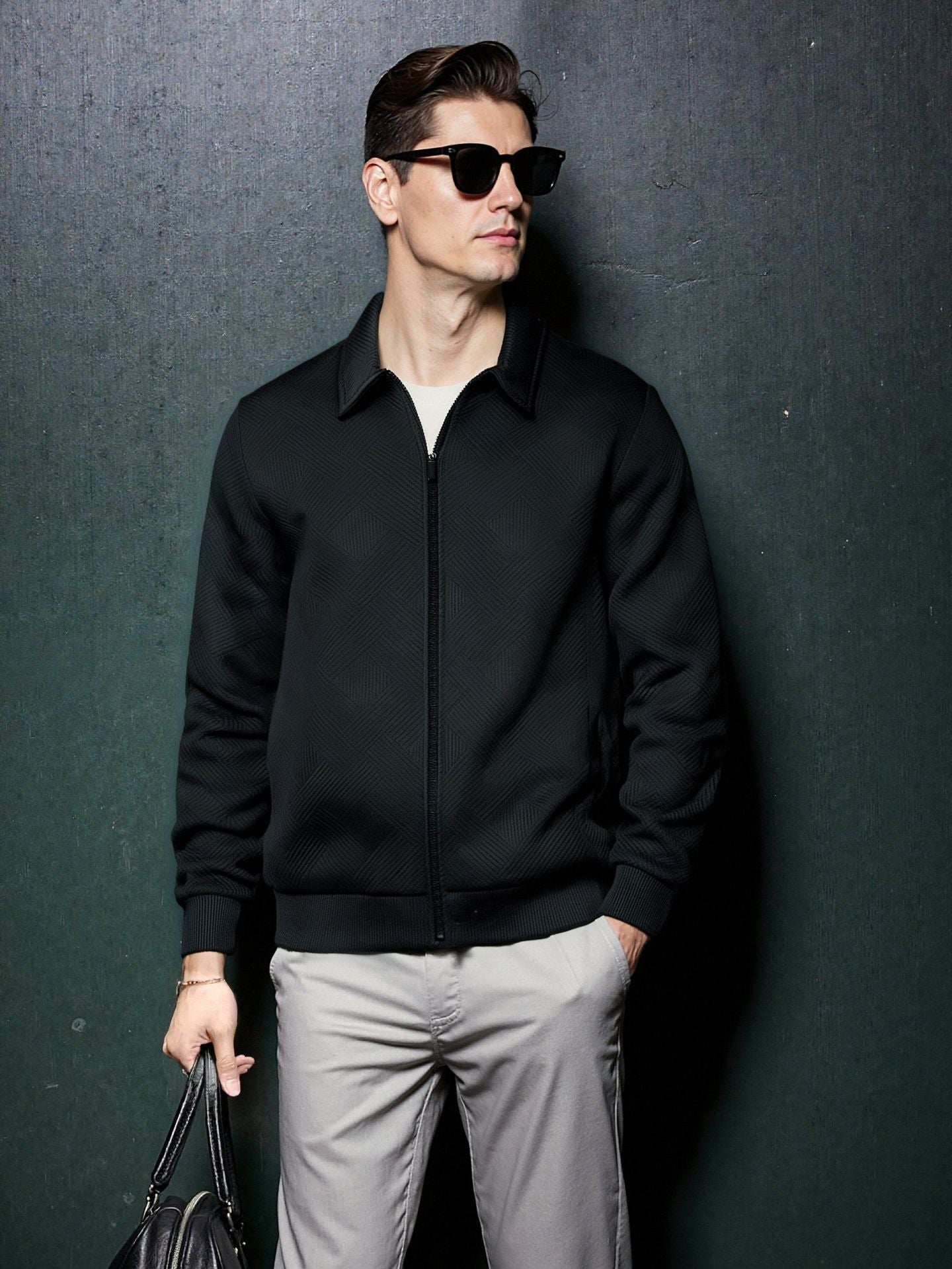 Herren Sportjacke Modern mit Strukturiertem Design