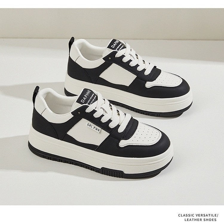Damen Sneaker Hohe Sohle Atmungsaktiv Leder Sportschuhe - BerlinGlamour
