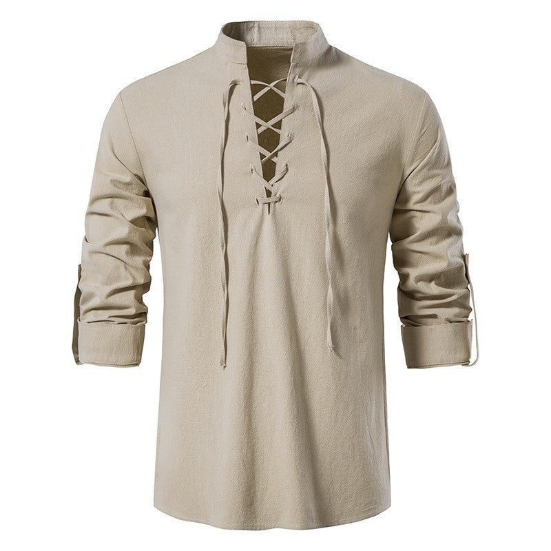 Herren Langarmhemd Modern Kordelzug Elegante
