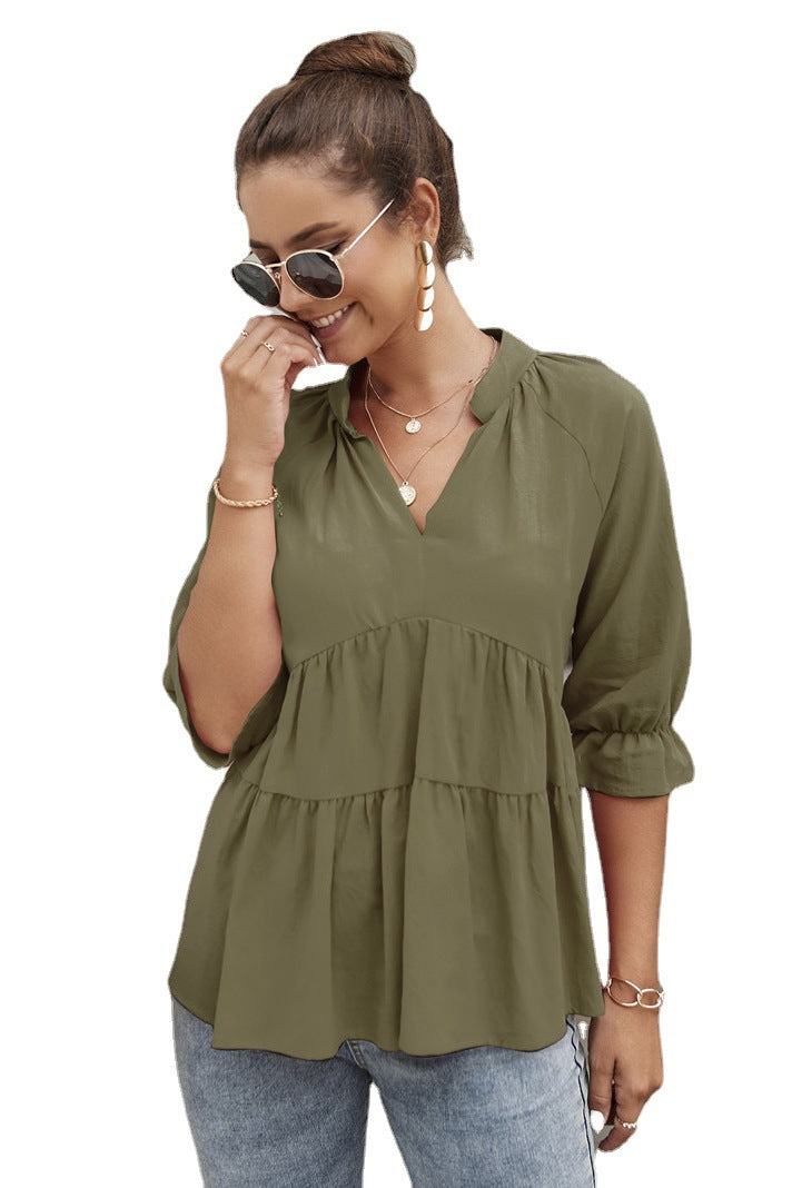 Lässige Damen Tunika mit Volumen Rüschen Trendy
