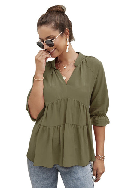 Lässige Damen Tunika mit Volumen Rüschen Trendy