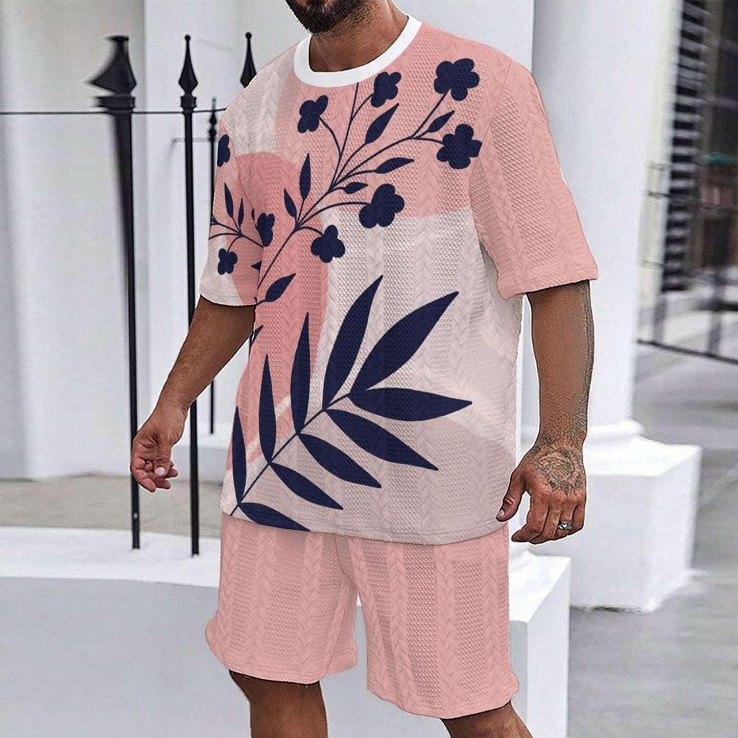 Herren Set mit Blumenmuster Trendy Sommer