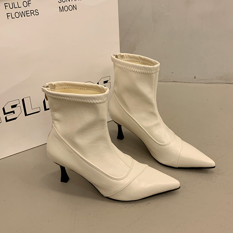 Damen Stiefeletten Spitz Schuhe Hochhackig Elegant