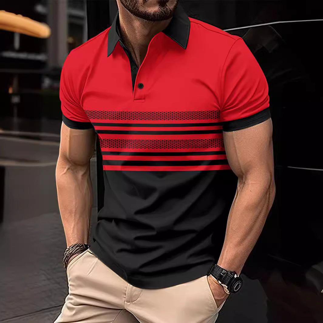 Herren Poloshirt Kurzarm Streifenmuster Modern Berlin