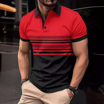 Herren Poloshirt Kurzarm Streifenmuster Modern Berlin