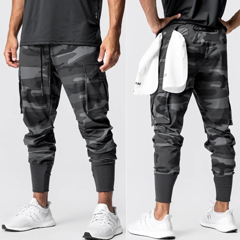 Herren Camo Joggerhosen Cargo Bequem Grün