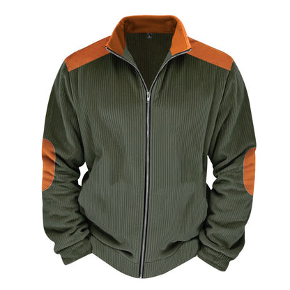 Herren Sportjacke Rippenstruktur Kontrastärmel Modern