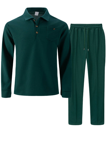 Herren Freizeitanzug Modern Strukturdesign Knopfleiste Casual