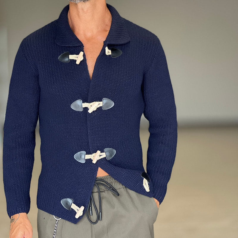 Herren Grobstrick-Jacke Stehkragen mit Taschen Übergröße