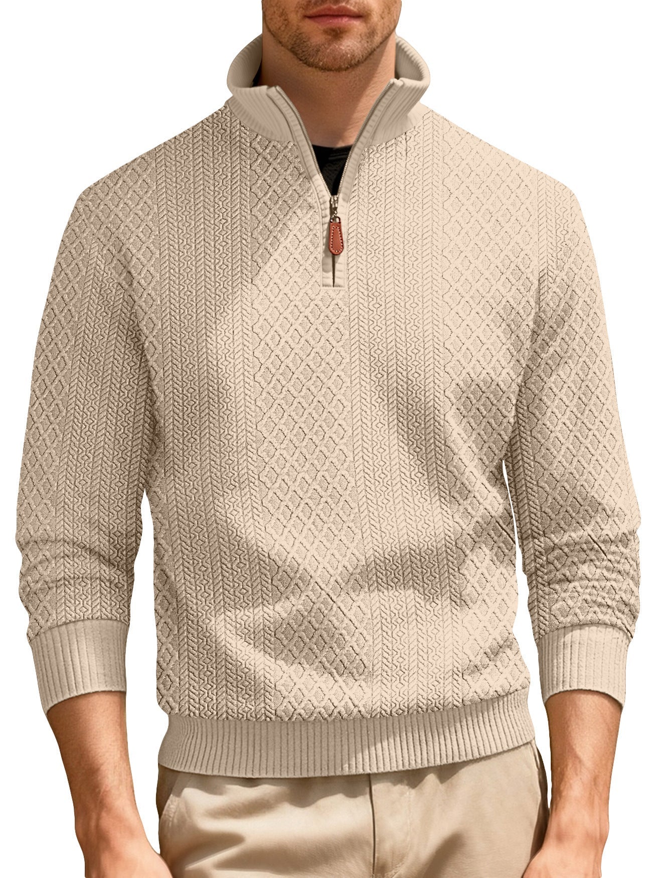 Herren Pullover Lässig Stehkragen Strick Qualität