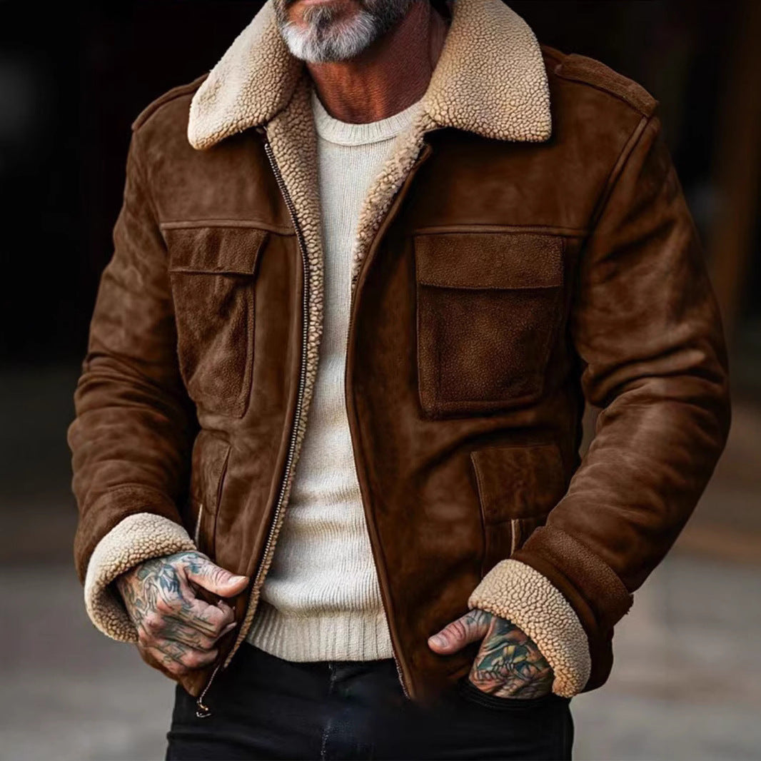 Lederjacke Herren Elegant Warm gefüttert