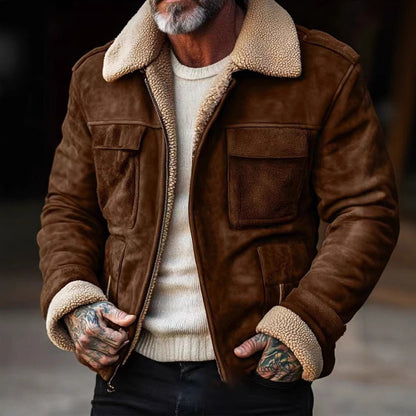 Lederjacke Herren Elegant Warm gefüttert