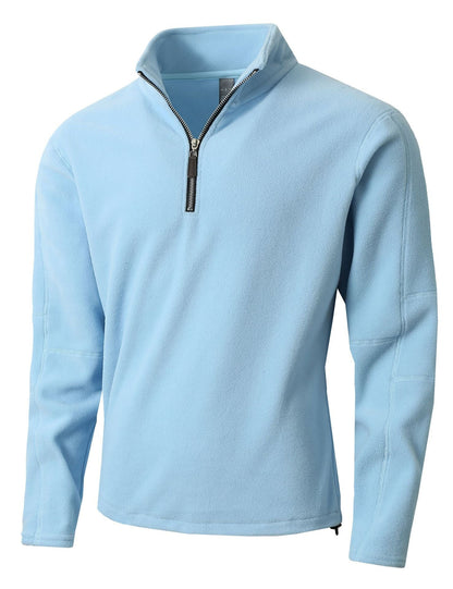 Herren Fleece Pullover Lang Reißverschluss Stehkragen Warm