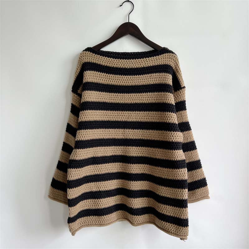 Gestreifter Strickpullover Weich Pastellfarben Damen