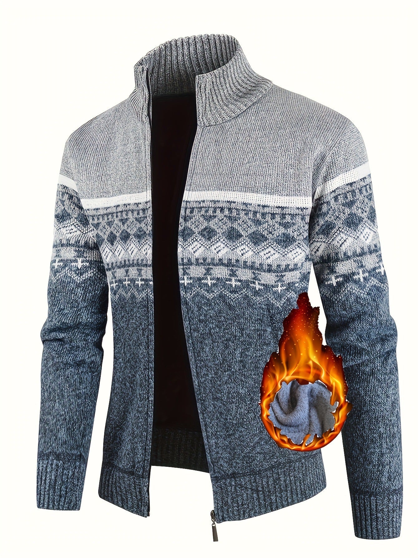 Herren Strickjacke Modern Geometrisch Kragen Hoch