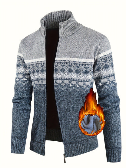 Herren Strickjacke Modern Geometrisch Kragen Hoch