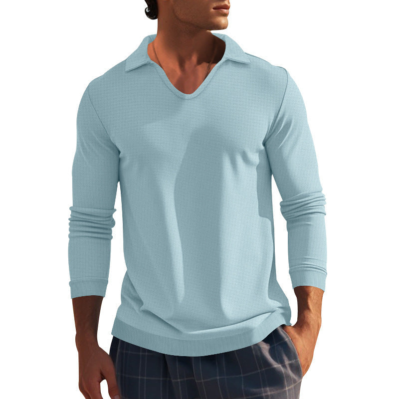 Herren Langarmshirt Modern V-Ausschnitt Strukturiert