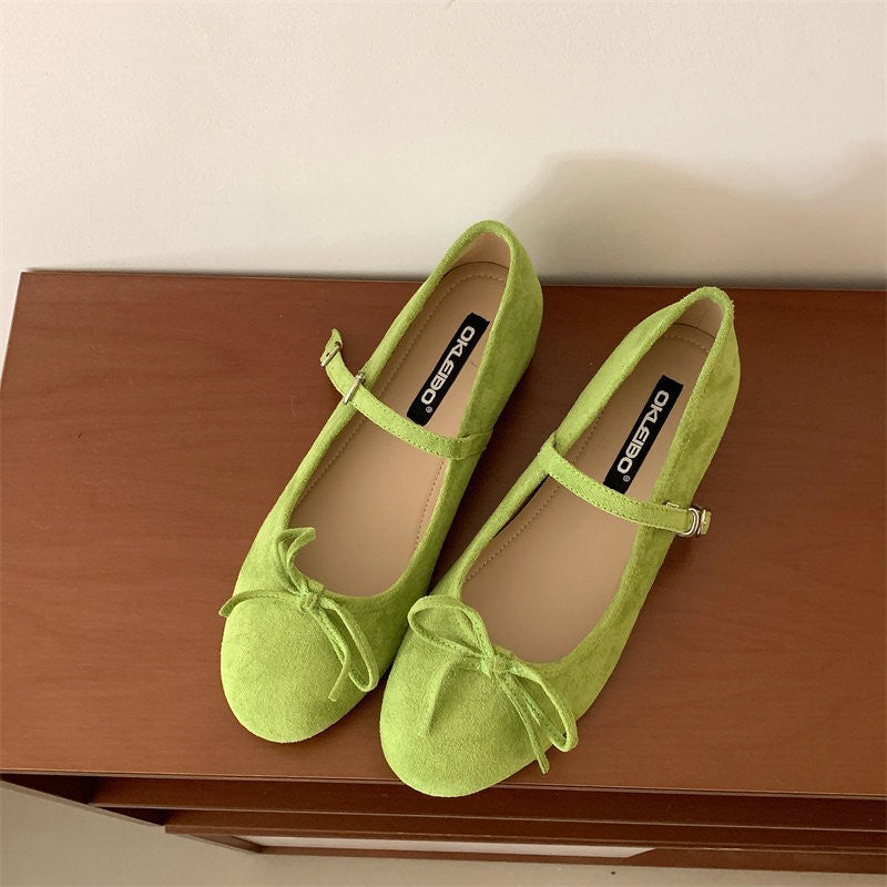 Damen Ballerinas mit verstellbarem Riemen und Schleife Bequem Chic