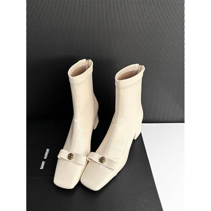 Damen Stiefeletten Elegante Schmuck Detail - BerlinGlamour