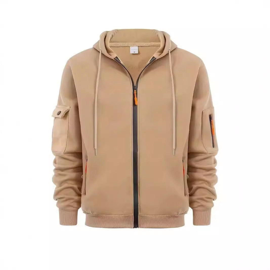 Herren Kapuzenjacke Funktionell Reißverschluss Taschen Sportlich - BerlinGlamour