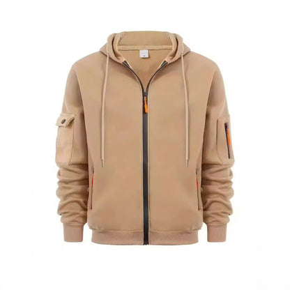 Herren Kapuzenjacke Funktionell Reißverschluss Taschen Sportlich - BerlinGlamour