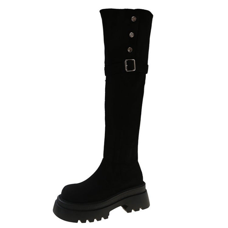 Damen Overknee Stiefel Elegante Schnürung Hochwertig