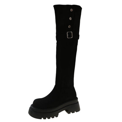 Damen Overknee Stiefel Elegante Schnürung Hochwertig