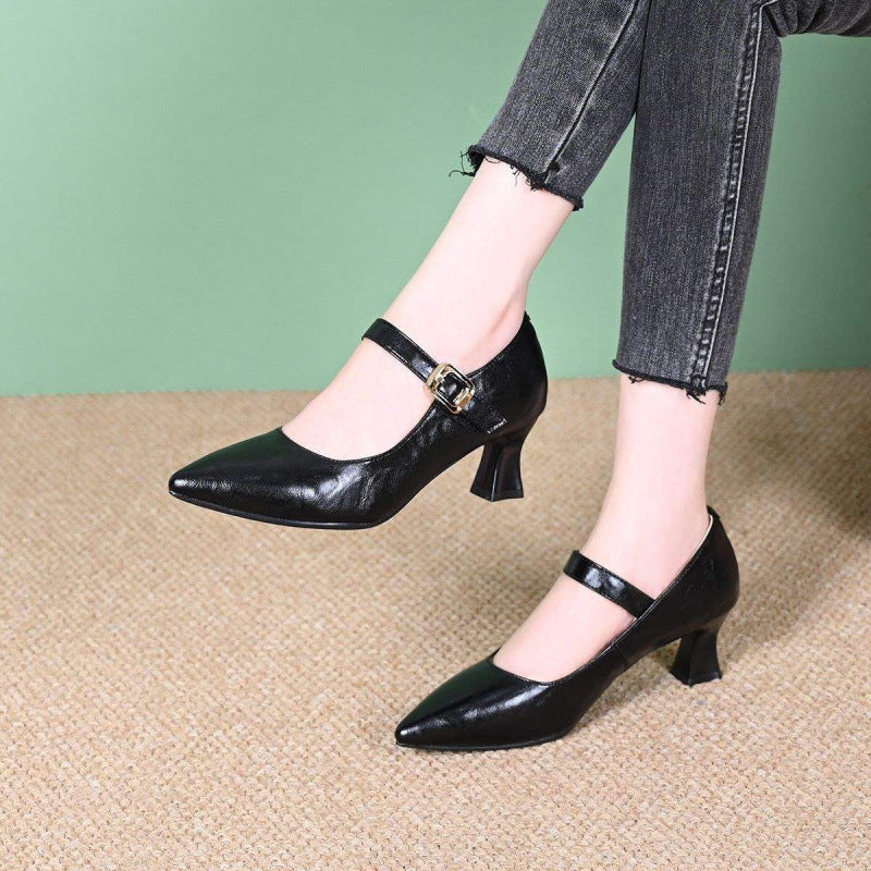 Damen Pumps Elegante Mary Jane Schuhe mit Schnalle