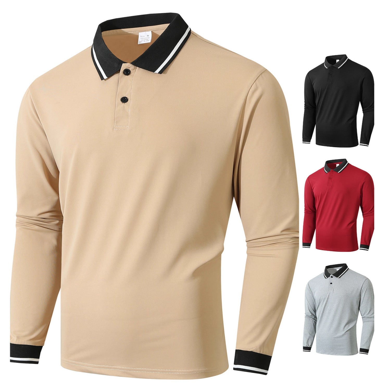 Herren Poloshirt Langarm Sportlich Rippstruktur Modisch - BerlinGlamour