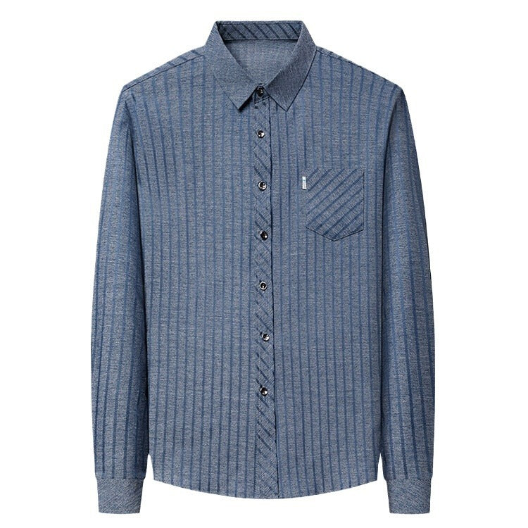 Herren Slim Fit Langarmhemd Modern Strukturiert