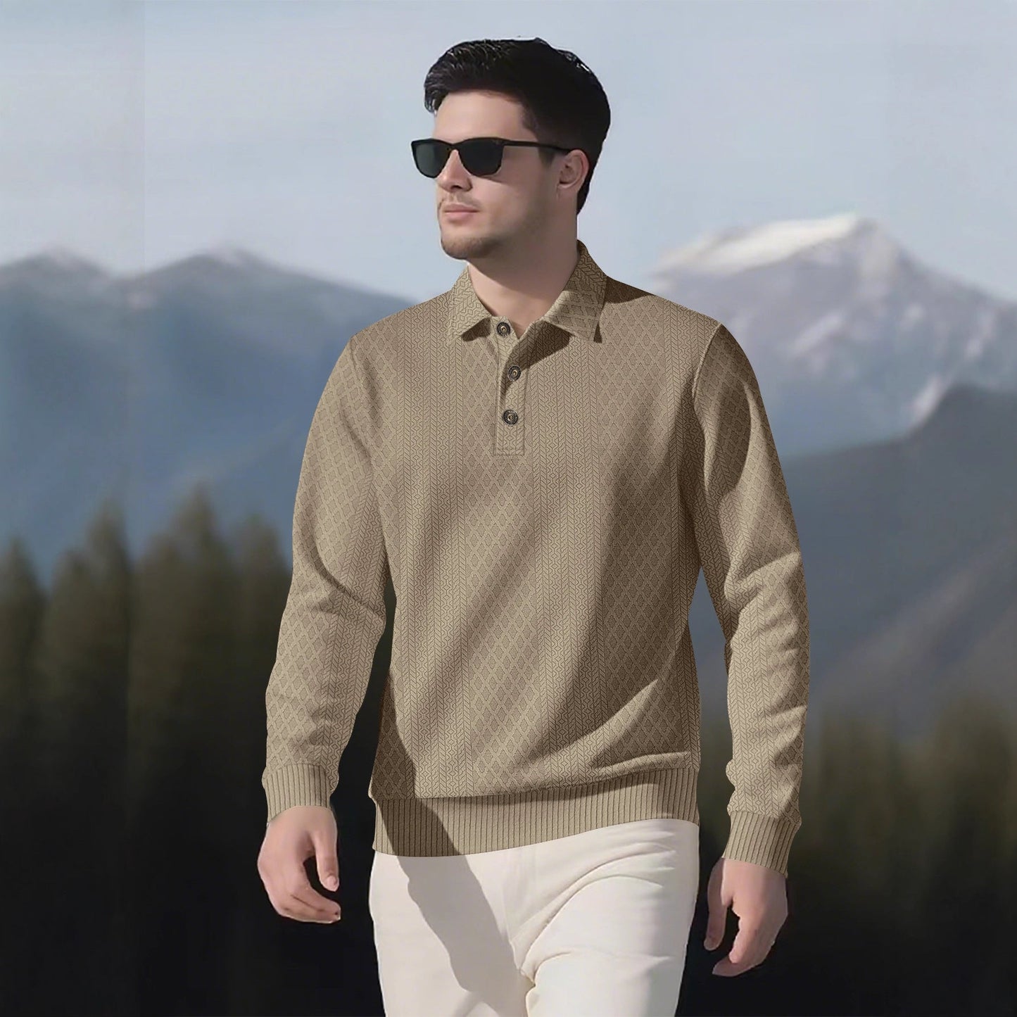 Herren Pullover Langarm Modern mit Knopfleiste - BerlinGlamour