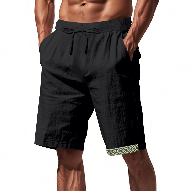 Herren Strandshorts Leinen Bequem Elastisch