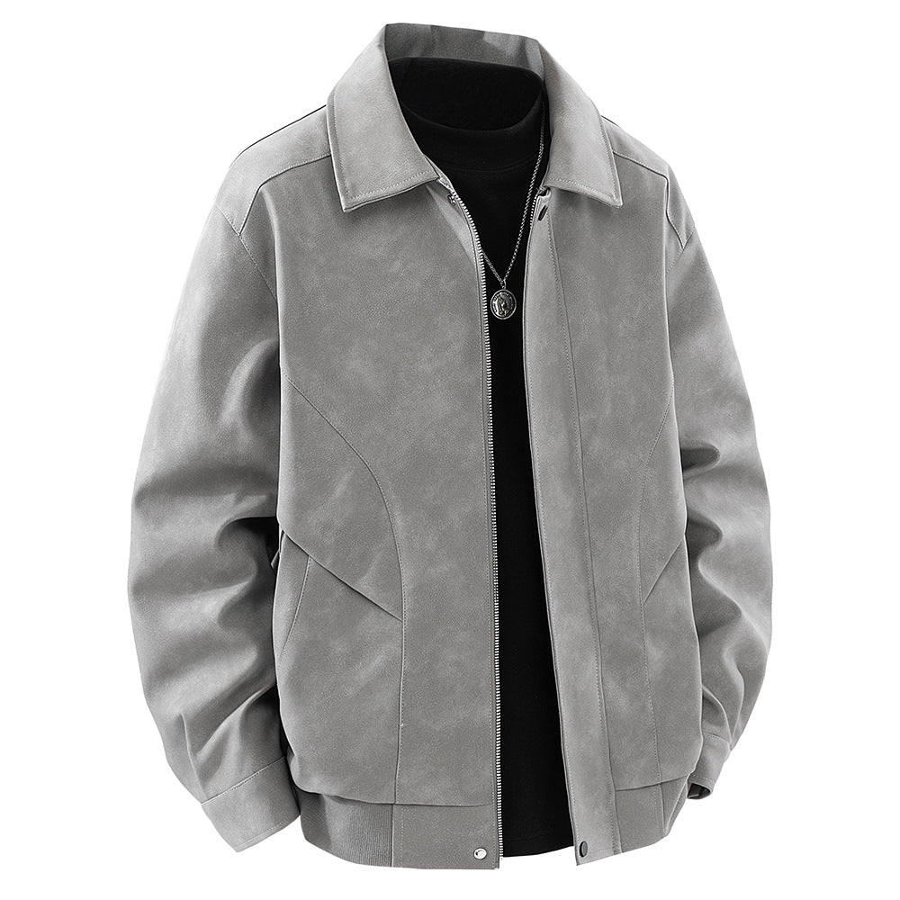 Herren Lederjacke Modern Schnitt mit Taschen Schwarz