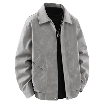 Herren Lederjacke Modern Schnitt mit Taschen Schwarz