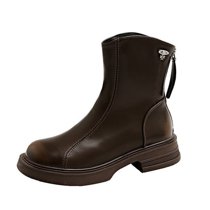 Damen Stiefeletten Elegant Bequem Kunstleder Reißverschluss Schwarz - BerlinGlamour