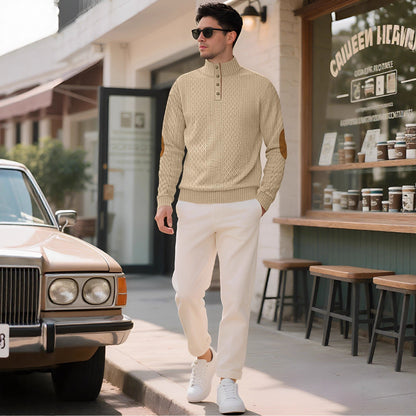 Herren Pullover Strick Eleganter Kragen Mit Knöpfen - BerlinGlamour