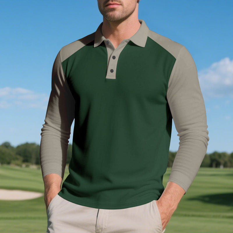 Herren Langarm-Polohemd mit sportlichem Stehkragen und atmungsaktiven Einsätzen BerlinGlamour, ideal für den modernen Online-Shop.