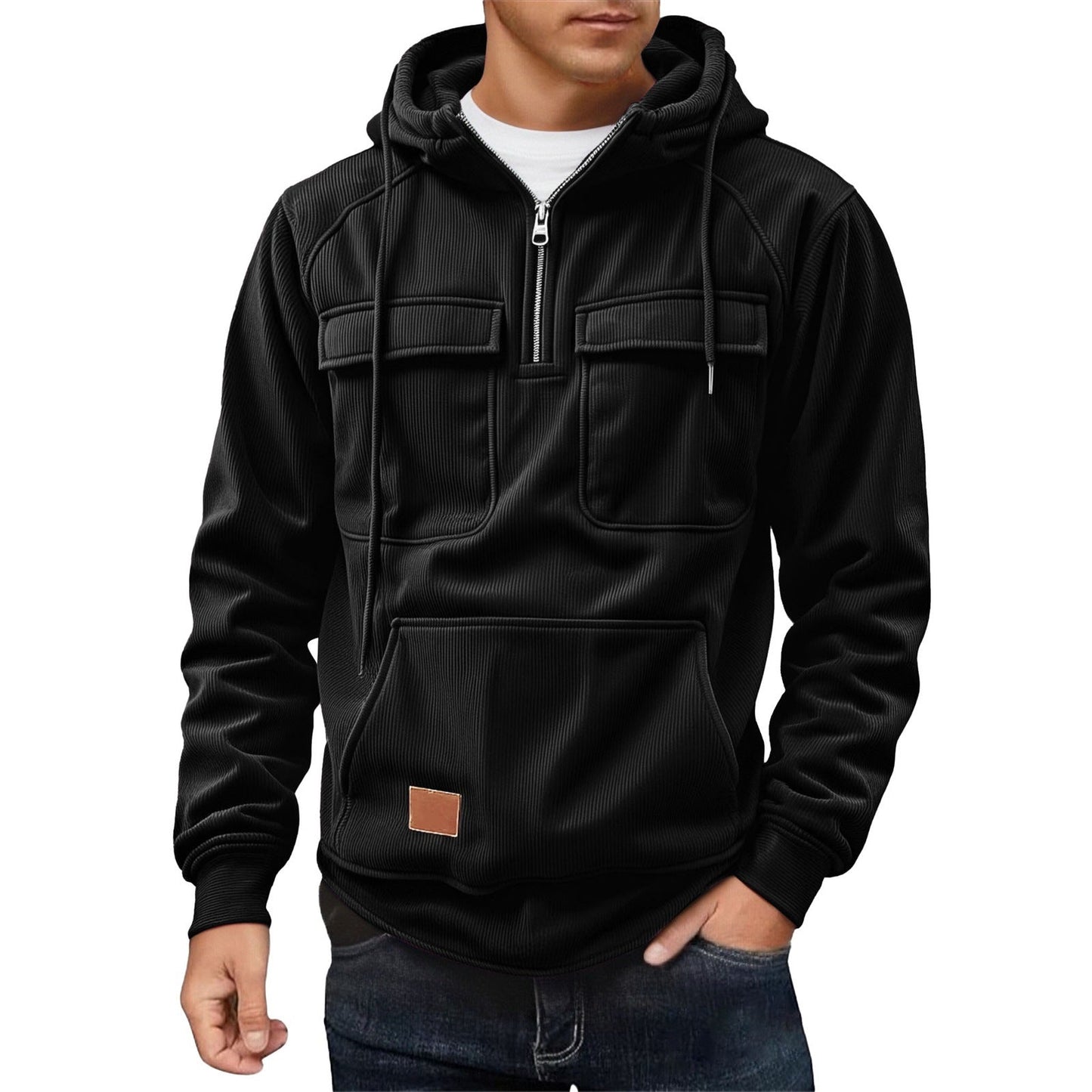 Herren Fleece Hoodie Warm mit Taschen Modern