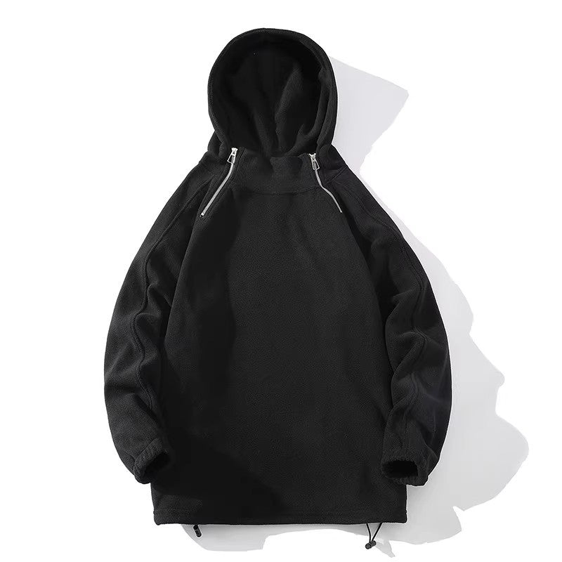 Herren Fleece Hoodie Reißverschluss Hoher Kragen Warm