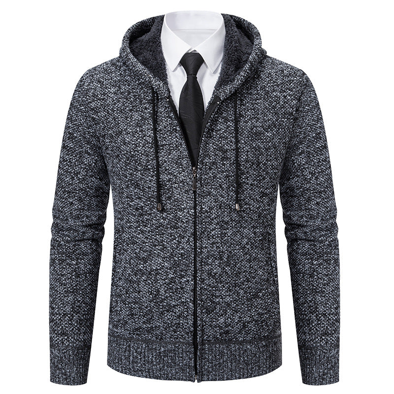 Herren Strickjacke Kapuze Reißverschluss Modern