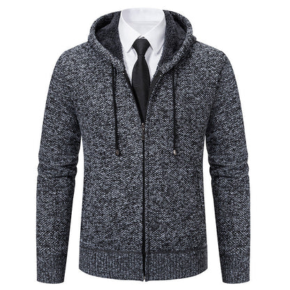 Herren Strickjacke Kapuze Reißverschluss Modern